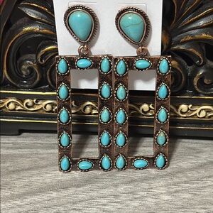 Turquoise and Bronze Statement Earrings